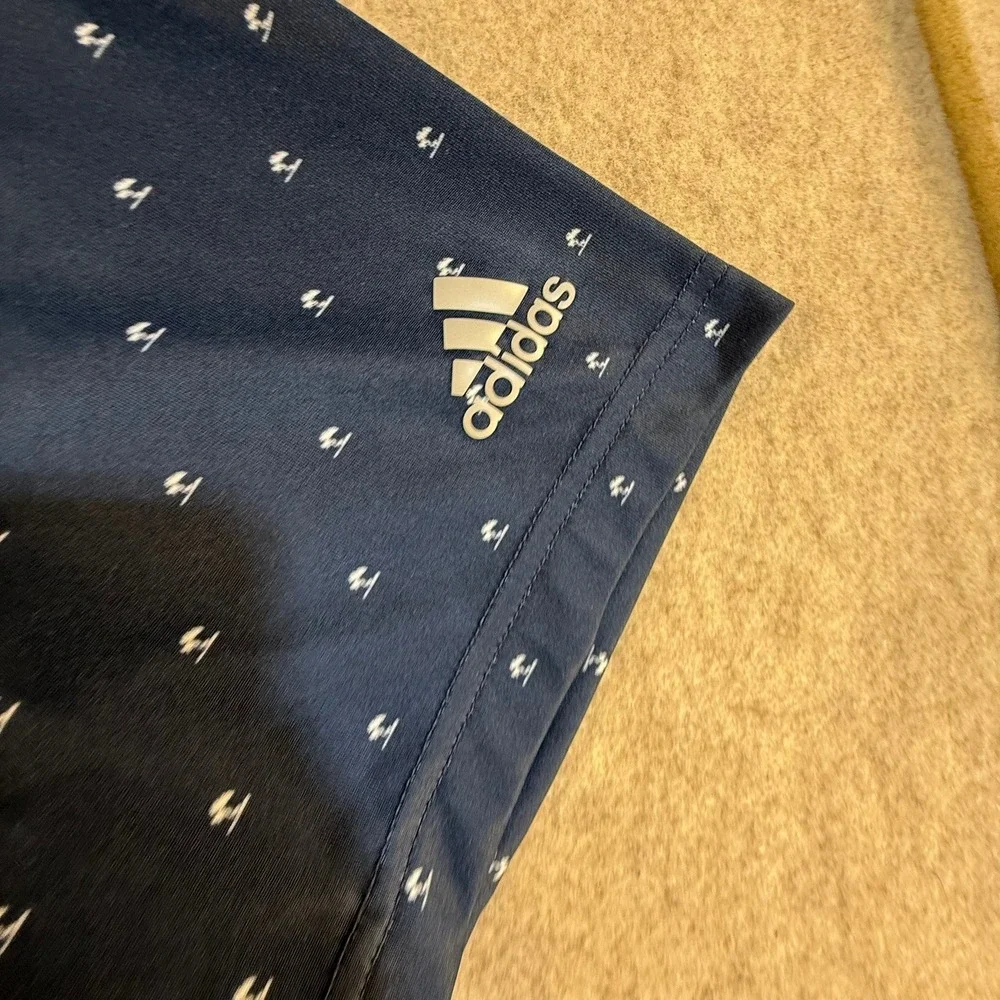 Adidas Golf Mens Navy Blue‎ Palm Tree Lightning Bolt Print Polo Shirt Medium M